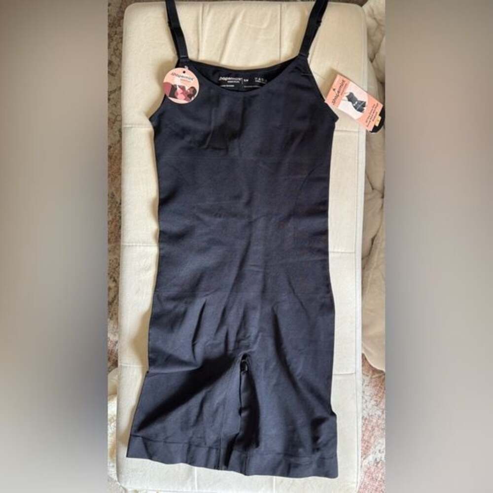 Shapermint Black Shaping One-Piece Mid Thigh Bodysuit